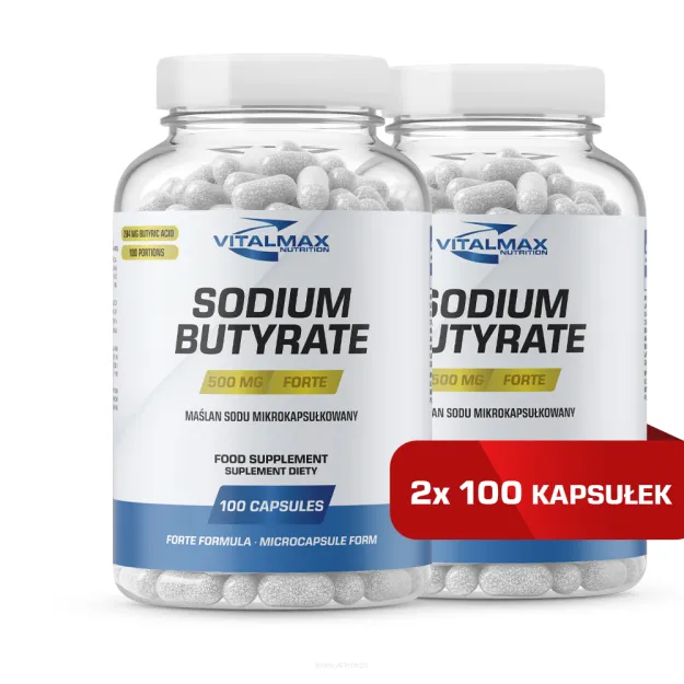 Vitalmax Sodium Butyrate Forte Maślan Sodu 500mg 284mg kwasu masłowego | 200 kapsułek