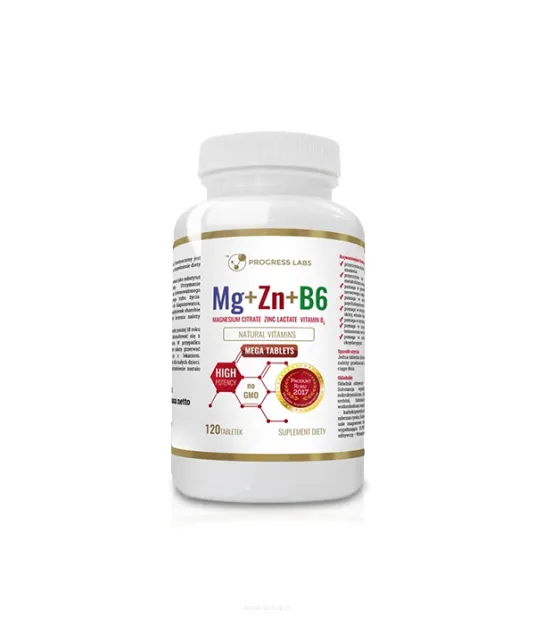 Progress Labs ZMA Magnez+Cynk+B6 Mega Dawka | 120 tabletek