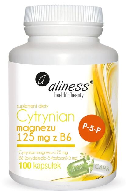 Aliness Cytrynian Magnezu 125 mg z B6 (P-5-P) | 100 vege kapsułek