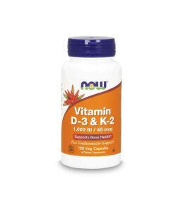 Now Foods Vitamin D3 & K2 1000IU | 120 vcaps.
