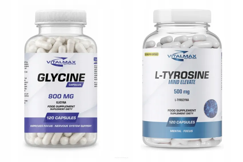 ZESTAW Vitalmax Glycine 800 mg 120 kapsułek glicyna + L-Tyrosine 120 kapsułek