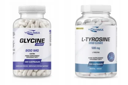ZESTAW Vitalmax Glycine 800 mg 120 kapsułek glicyna + L-Tyrosine 120 kapsułek
