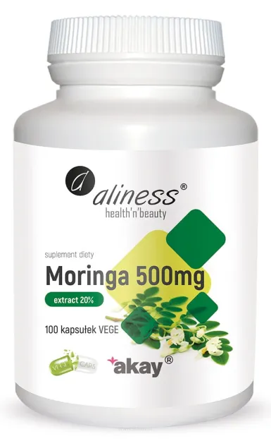 Aliness Moringa ekstrakt 20% 500mg | 100 kapsułek vege