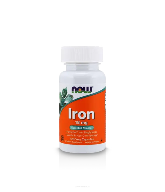 Now Foods Iron Bisglycinate 18mg Żelazo | 120 vcaps.
