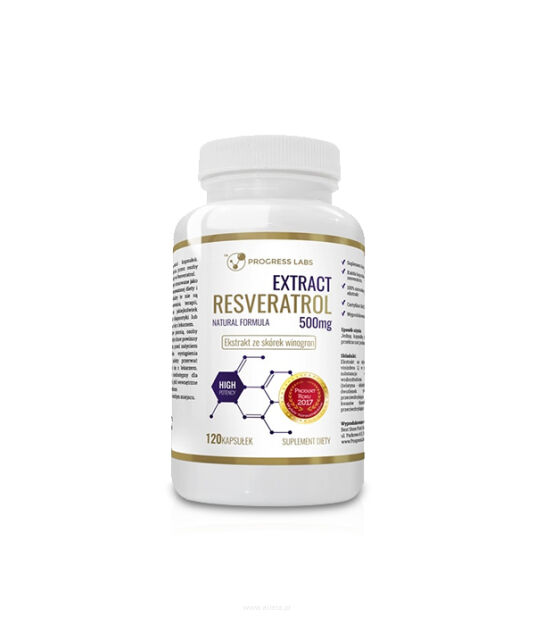 Progress Labs Resveratrol Extract 500mg Ekstrakt z pestek winogron | 120 kapsułek