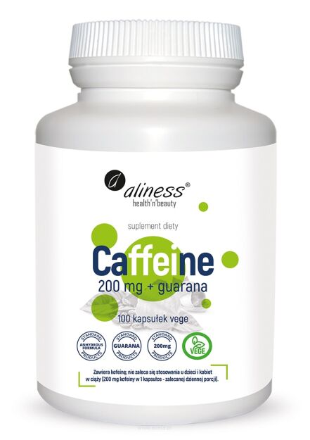 Aliness Caffeine 200mg + Gurana | 100 vege kapsułek