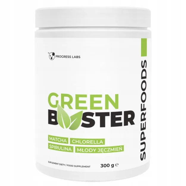 Progress Labs GREEN BOOSTER Matcha Chlorella Spirulina Młody Jęczmień | 300 g