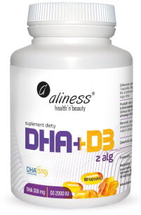 Aliness DHA 300mg z alg + D3 2000 IU | 60 kapsułek