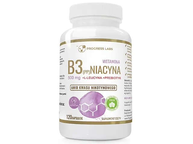 Progress Labs Witamina B3 Niacyna (PP) 500mg + Inulina | 120 kaps