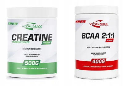 ZESTAW Vitalmax Creatine Monohydrate mikro 500g + BCAA 2:1:1 Powder 100% 400g