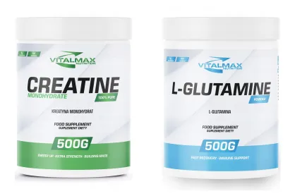 ZESTAW Vitalmax Creatine Monohydrate mikro 500g + L-glutamine 100% 500g