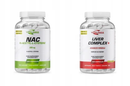 ZESTAW Vitalmax NAC N-Acetyl-L-Cysteine 600mg 120 kapsułek + Liver Complex+ 100 kapsułek