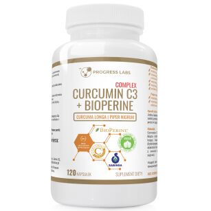 Progress Curcumin C3 + Piperyna | 120 kapsułek Kurkumina