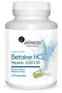 Aliness Betaina HCL + Pepsyna 650/150 mg | 100 kapsułek