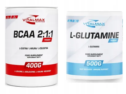 ZESTAW Vitalmax BCAA 2:1:1 Powder 100% 400g + L-glutamine 100% 500g