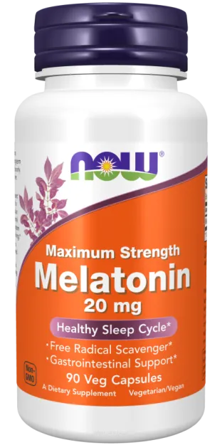 Now Melatonin Maximum Strength 20 mg | 90 vcaps.