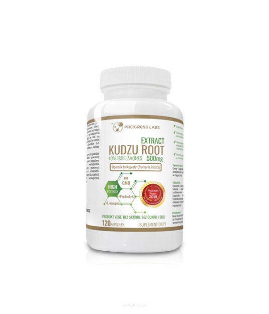 Progress Labs Kudzu Root 500mg 40% Isoflavones + L-Leucyna + Prebiotyk | 120 kapsułek