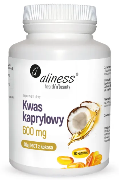 Aliness Kwas kaprylowy (60% C8) 600 mg | 90 kapsułek
