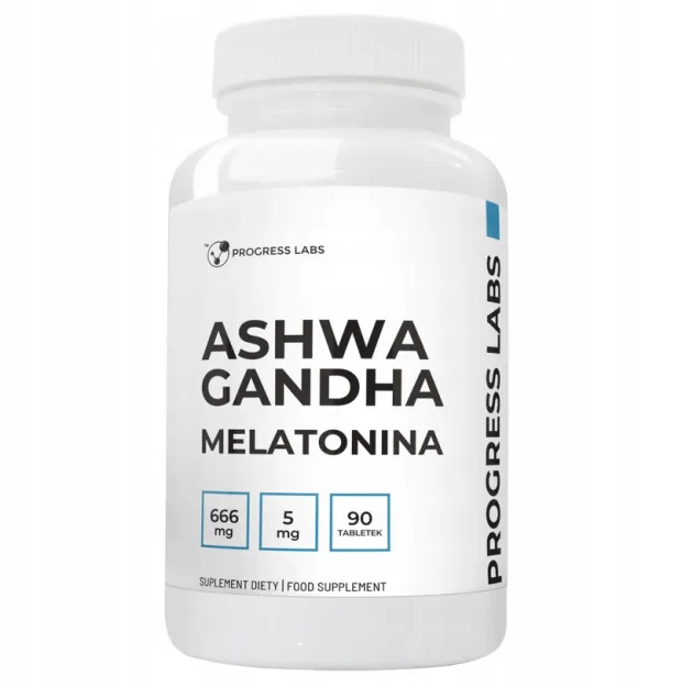Progress Labs Ashwagandha 666mg + Melatonina 5 mg | 90 tabletek