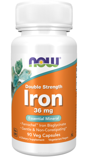 Now Foods Iron 36mg Żelazo Double Strength | 90 kapsułek
