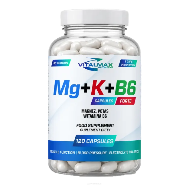 Vitalmax Mg+K+B6 Forte Magnez Potas Witamina B6  | 120 kapsułek