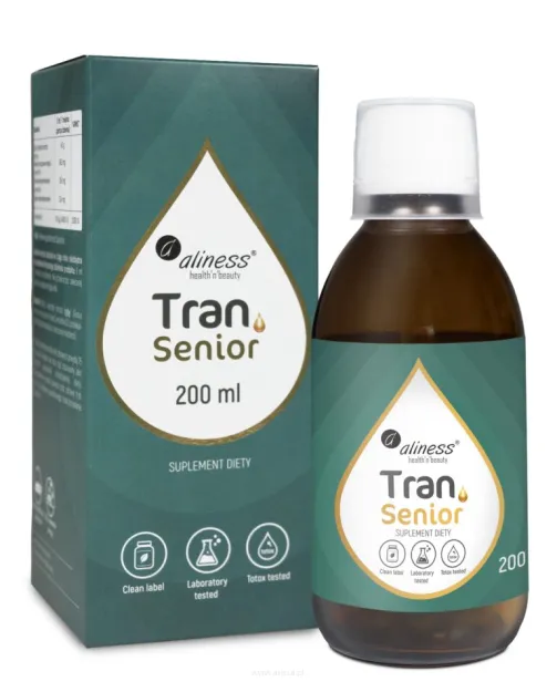 Aliness Tran SENIOR Olej z Dorsza Witamina D3 4000 IU | 200 ml