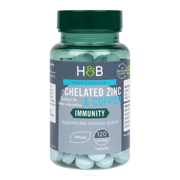 Holland & Barrett Zinc + Copper 120 tabletek. CYNK MIEDŹ