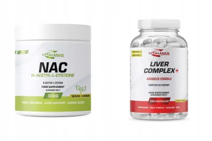 ZESTAW Vitalmax NAC N-Acetyl-L-Cysteine 300g + Liver Complex+ 100 kapsułek