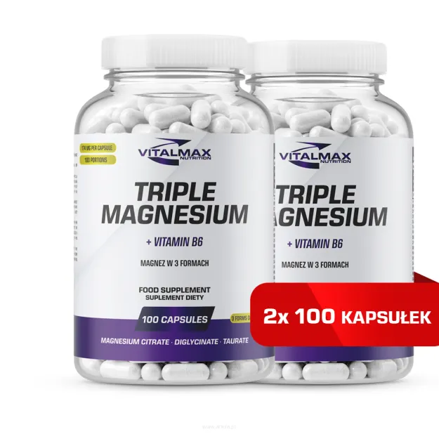 Vitalmax Triple Magnesium + Vitamin B6 | 200 kapsułek