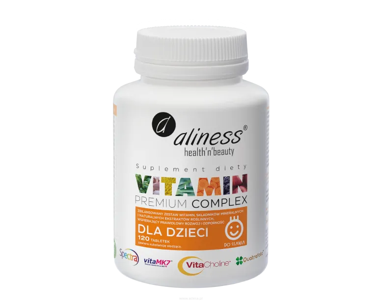 Aliness Premium Vitamin Complex dla dzieci | 120 tabletek do ssania