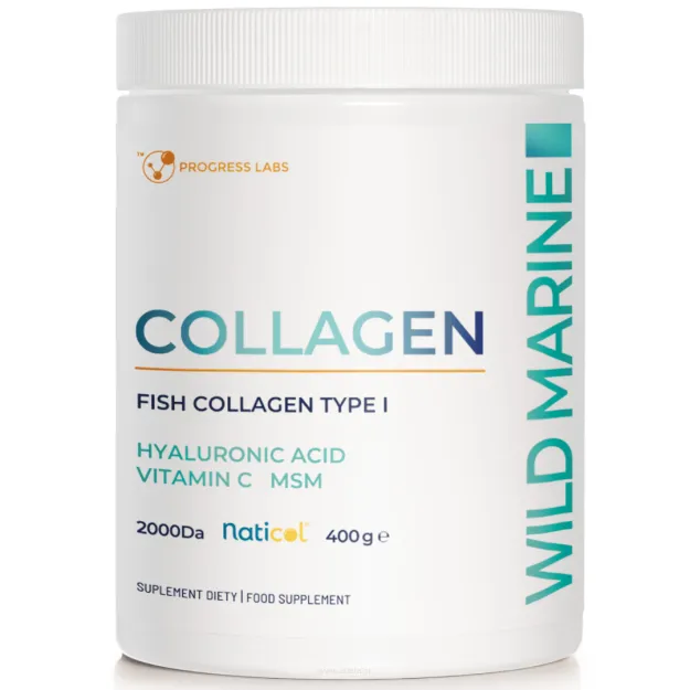 Progress Labs Kolagen Morski Wild Marine Naticol MSM, Kwas hialuronowy, Witamina C | 400g