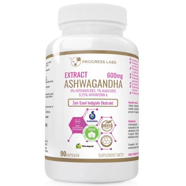 Progress Labs Ashwagandha Extract 600mg | 90 vege kapsułek