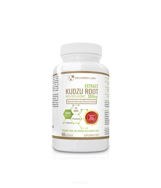 Progress Labs Kudzu Root 500mg 40% Isoflavones + L-Leucyna + Prebiotyk | 60 kapsułek