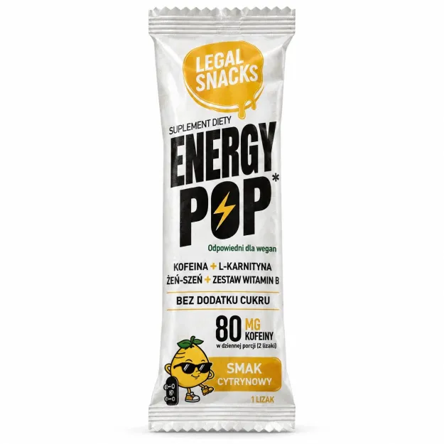 Legal Snacks Energy Pop Lizak z Kofeiną 40mg | Cytrynowy