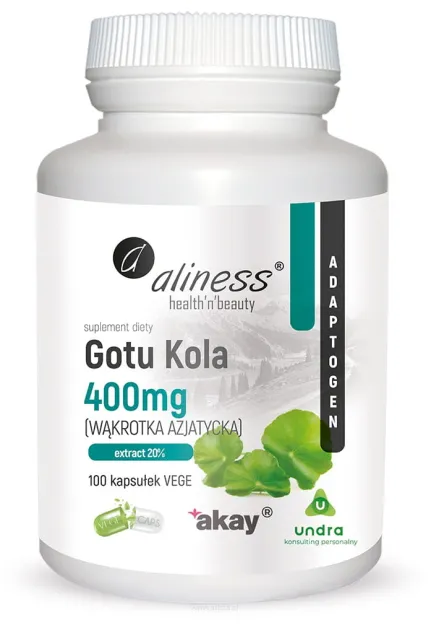 Aliness Gotu Kola (wąkrotka azjatycka) 400mg | 100 kapsułek vege