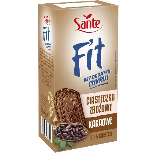 Sante Fit Ciasteczka Zbożowe Kakaowe Bez Dodatku Cukru | 300g