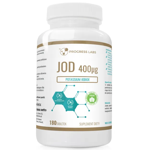 Progress Labs Jodek Potasu 400mcg | 180 tabletek