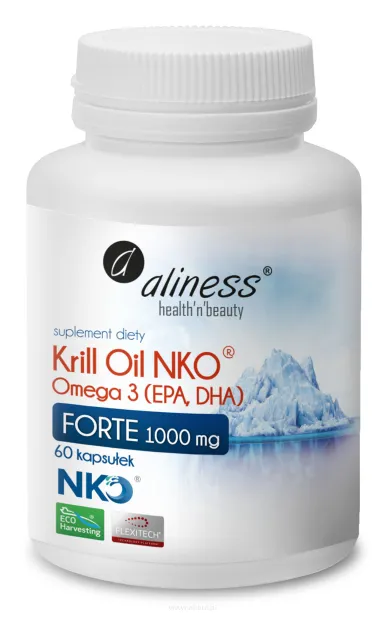 Aliness Krill Oil NKOR Omega 3 1000mg FORTE z Astaksantyną | 60 kapsułek
