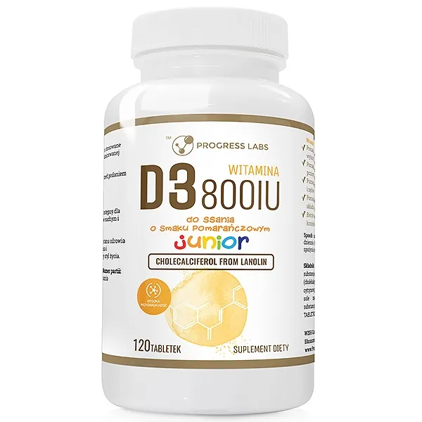 Progress Labs D3 800 IU Junior | 120 tabletek do ssania