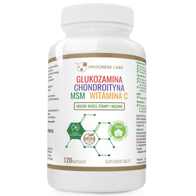 Progress Glukozamina Chondroityna MSM wegańska | 120 kapsułek