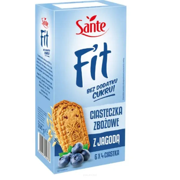 Sante Fit Ciasteczka Zbożowe Z Jagodą Bez Dodatku Cukru | 300g