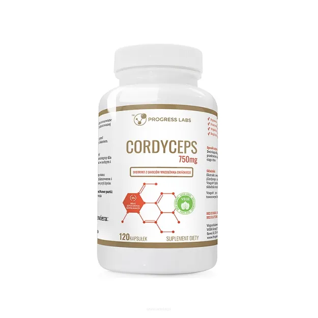 Progress Labs Cordyceps 750mg Ekstrakt 40% | 120 vege caps