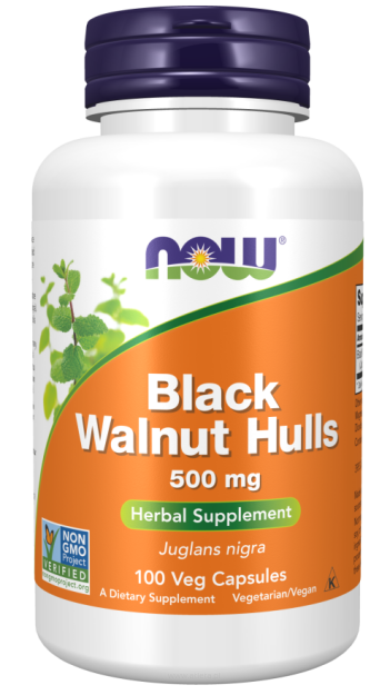 Now Black Walnut Hulls 500mg | 100 kapsułek