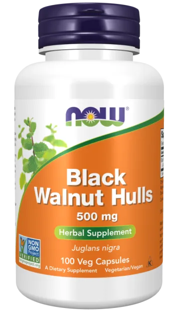 Now Black Walnut Hulls 500mg | 100 kapsułek