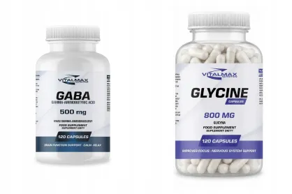 ZESTAW Vitalmax GABA 120 kapsułek kwas gamma-aminomasłowy + Glycine 800 mg 120 kapsułek glicyna