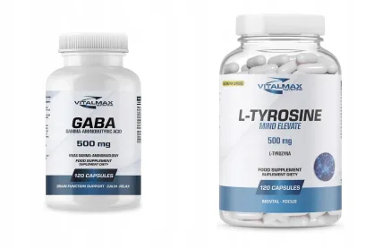 ZESTAW Vitalmax GABA 120 kapsułek kwas gamma-aminomasłowy + L-Tyrosine 120 kapsułek