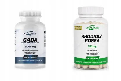 ZESTAW Vitalmax GABA 120 kapsułek kwas gamma-aminomasłowy + Rhodiola Rosea Różeniec górski 120 kapsułek