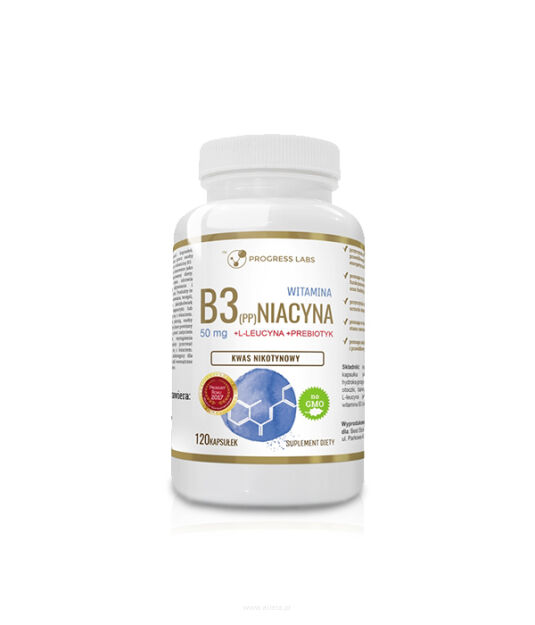 Progress Labs Witamina B3 50mg Niacyna (PP) + Inulina | 120 kaps