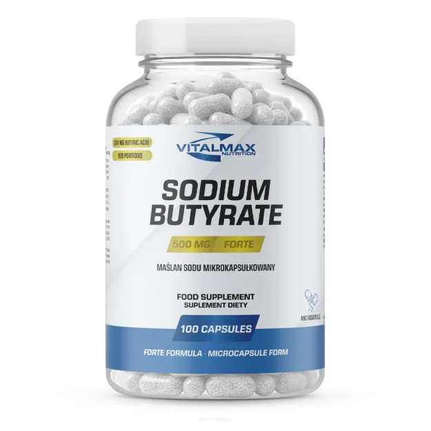 Vitalmax Sodium Butyrate Forte Maślan Sodu 500mg 284mg kwasu masłowego | 100 kapsułek