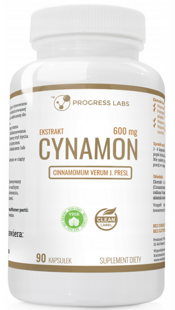 Progress Cynamon (kora cynamonowca) 600mg | 90 kapsułek